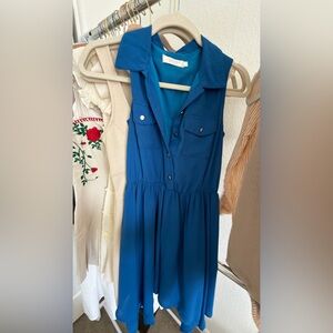 Sleeveless Blue Shirtdress